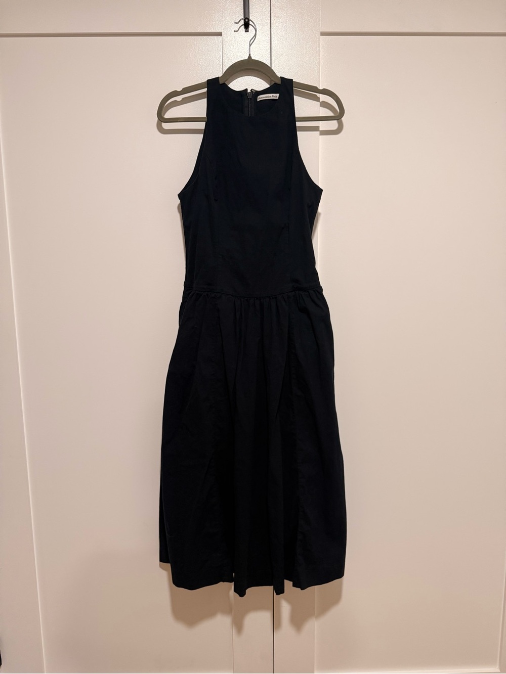 Abercrombie Classic Black Sleeveless Linen Midi Dress